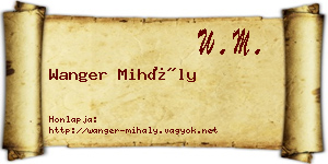 Wanger Mihály névjegykártya